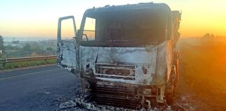 Truck torched during service delivery protest on N2 highway