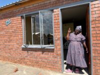 Anna Tsinyane is one of the beneficiaries who was handed a new house by the Free State MEC of Cogta and Human Settlements in Mahlatswetsa Excelsior in the eastern Free State on Wednesday