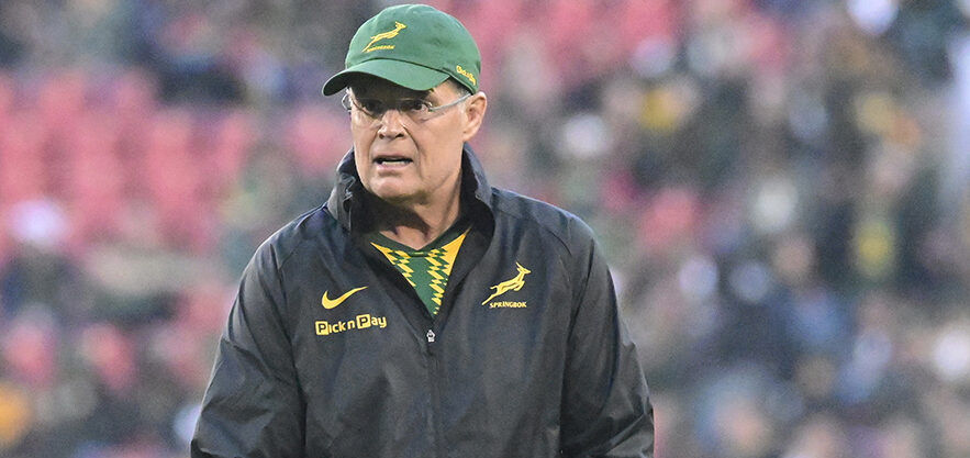 Springbok head coach Rassie Erasmus on the sidelines during a South Africa Test match.
