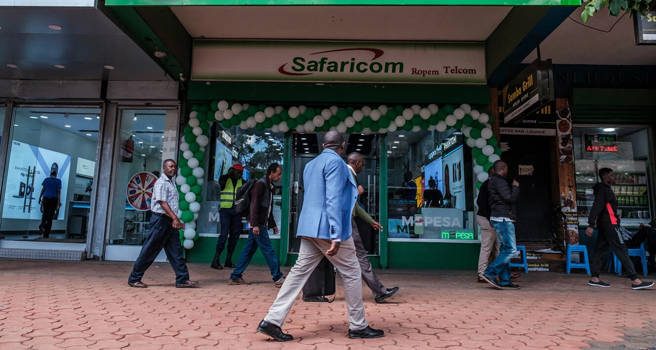 Safaricom logo and mobile network setup driving Vodacom fintech growth