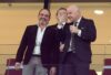 Soccer Football – Arab Cup – Group C – Saudi Arabia v Jordan – Education City Stadium, Al Rayyan, Qatar – December 1, 2021  Prince Ali bin Hussein the President of Jordan football association is seen with FIFA President Gianni Infantino in the stands REUTERS/Ibraheem Al Omari