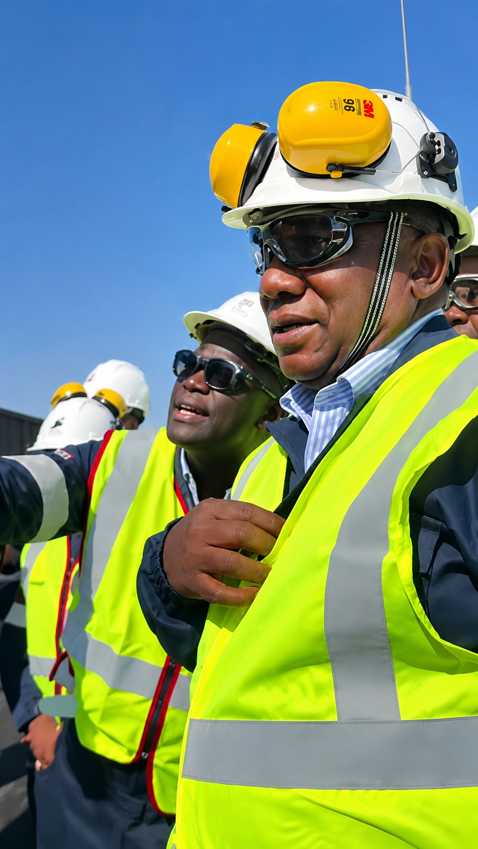 Cyril Ramaphosa teases Ronald Lamola’s dark complexion at Sasol coal site
