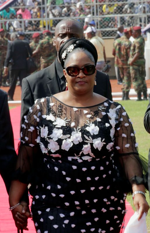 Jewel Howard Taylor arriving at President George Weah's swearing-in ceremony in Monrovia, Liberia, in 2018.
