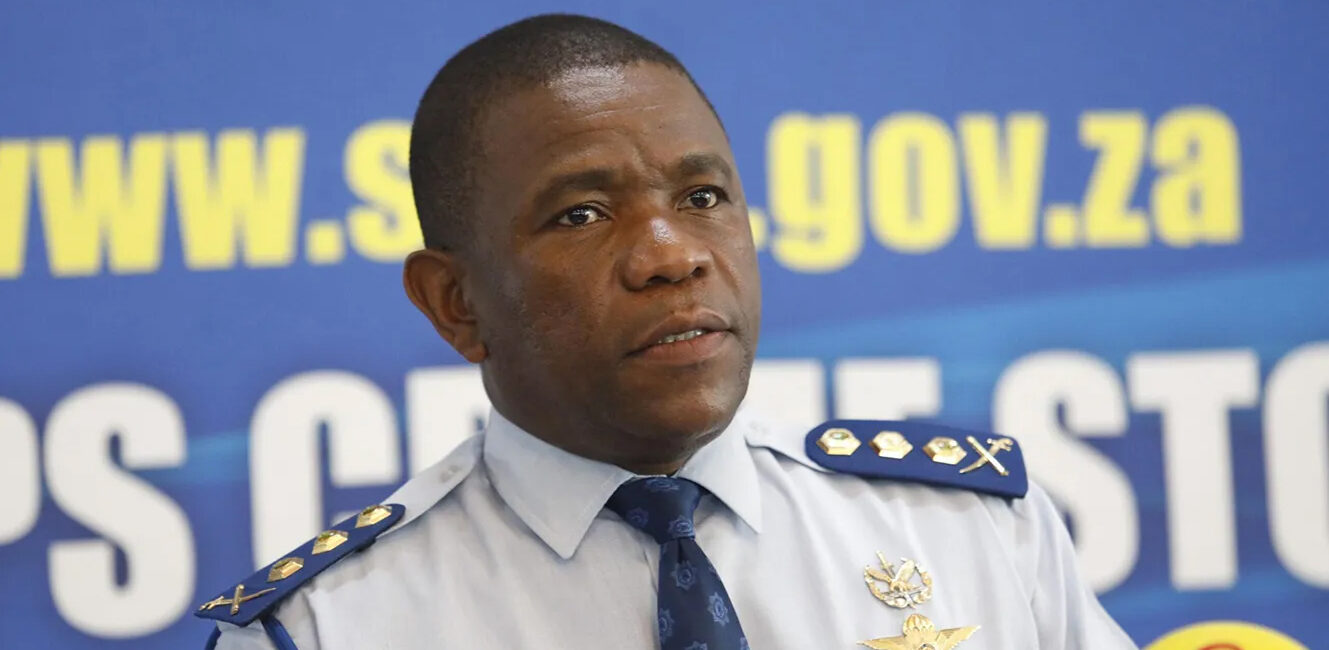 KZN police commissioner Lt-Gen Nhlanhla Mkhwanazi speaking at a media briefing