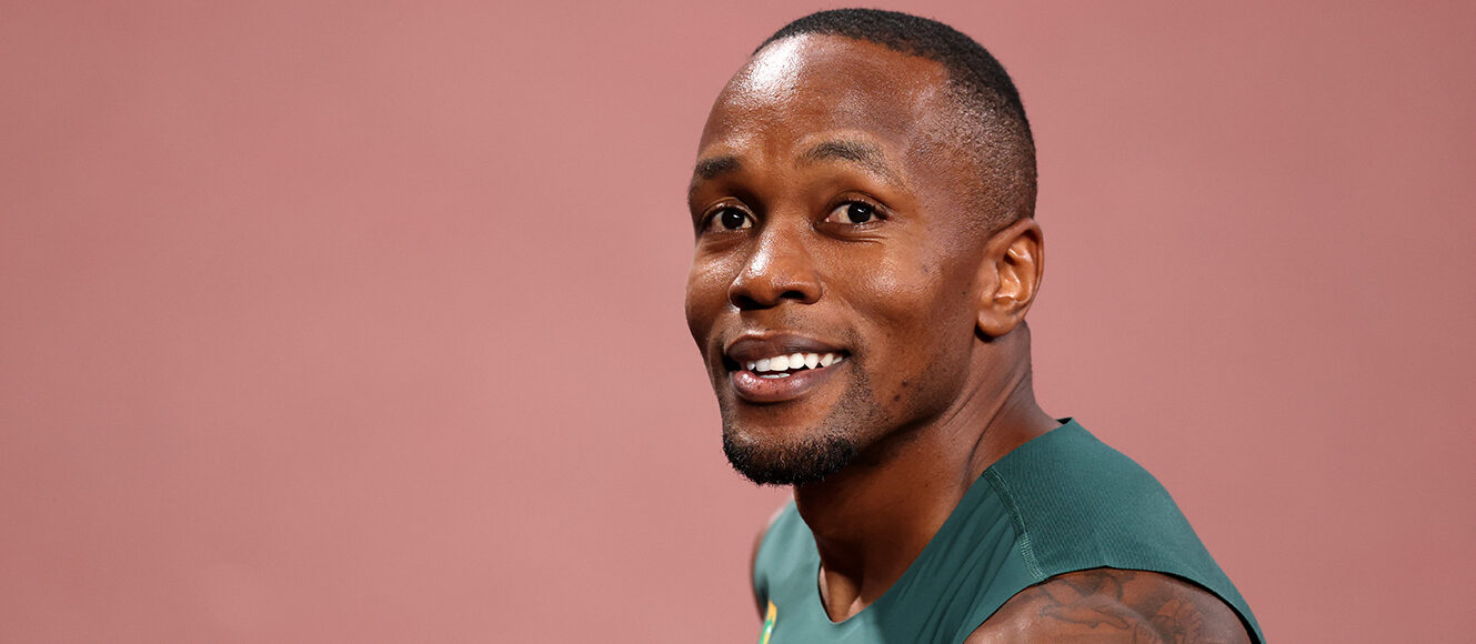 Sprinter Akani Simbine during the Men's 100 Metres heats at the World Athletics Championships in Tokyo