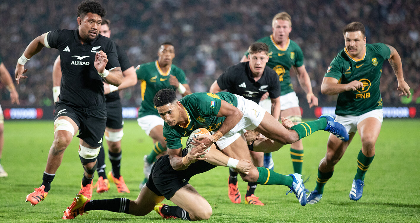 Sacha Feinberg-Mngomezulu of the Springboks during the match against New Zealand at Ellis Park.