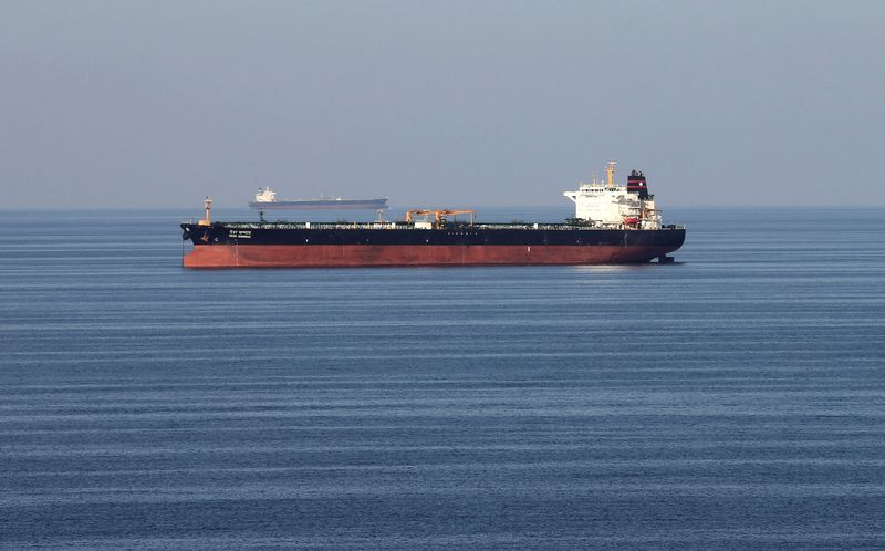 Oil tankers navigating through the Strait of Hormuz