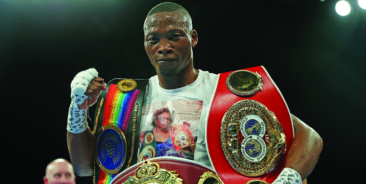 Former WBO champion boxer Zolani Tete posing inside a boxing ring